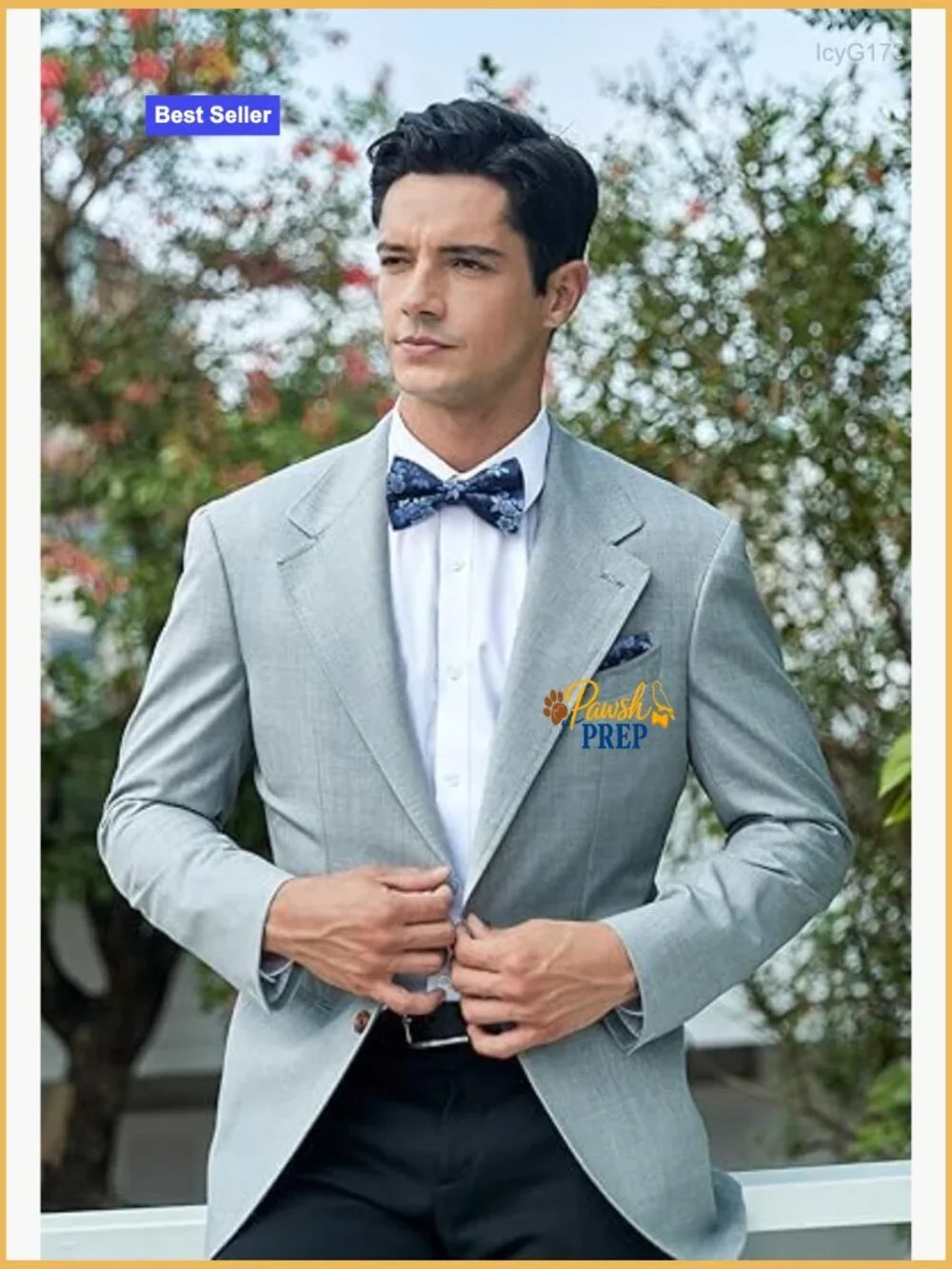 Pre-Tied Bow Tie Pocket Square Set Formal Wedding Party Accessory